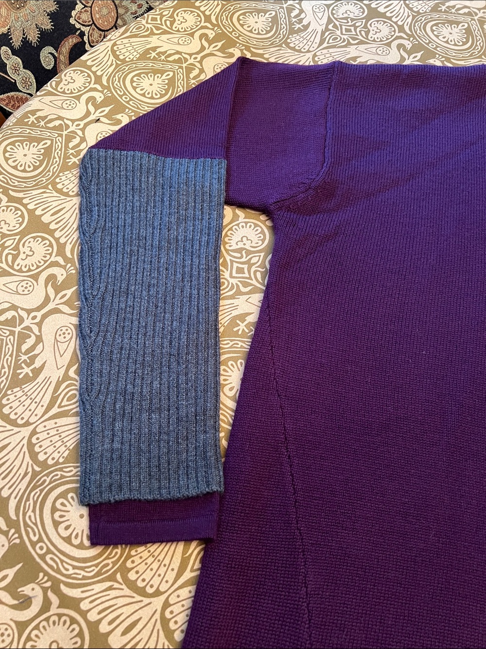 Athleta Purple Hooded Tunic Sweater with Gray Sleeve Panels - Picture 2 of 10